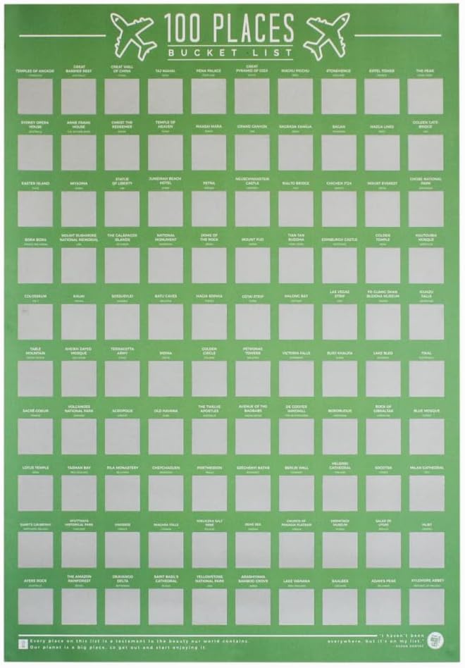 Gift Republic GR630001 100 Places Scratch Off Bucket List Poster