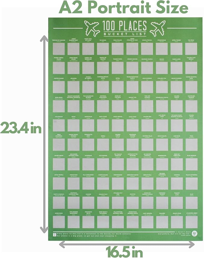 Gift Republic GR630001 100 Places Scratch Off Bucket List Poster