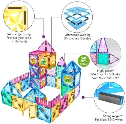 Jasonwell Magnetic Tiles Building Set (110 pcs)