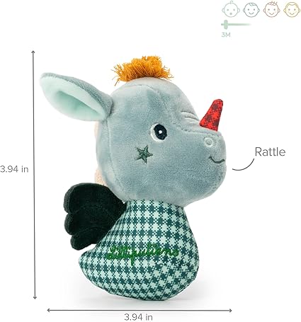 LILLIPUTIENS Joe Mini Plush Rattle - Sensory Dragon Toy