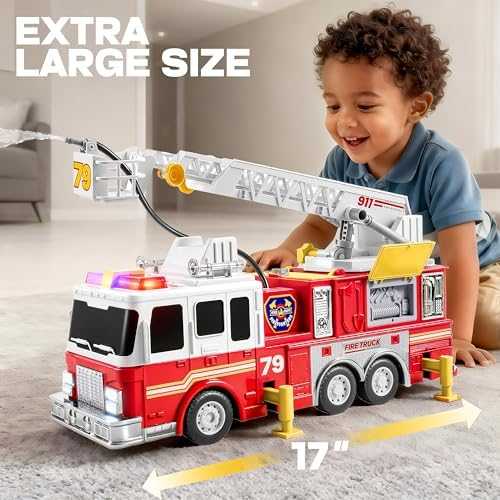 JOYIN Extra Large Fire Truck with Ladder & Sprinkler