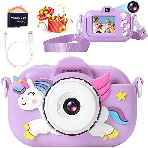 Kids Digital Camera with Dual Lens & 32GB SD Card