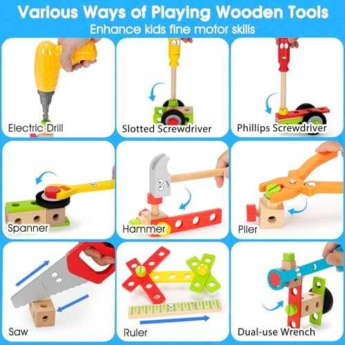 Wooden Toddler Tool Kit with Drill & Storage Box (44 pcs)