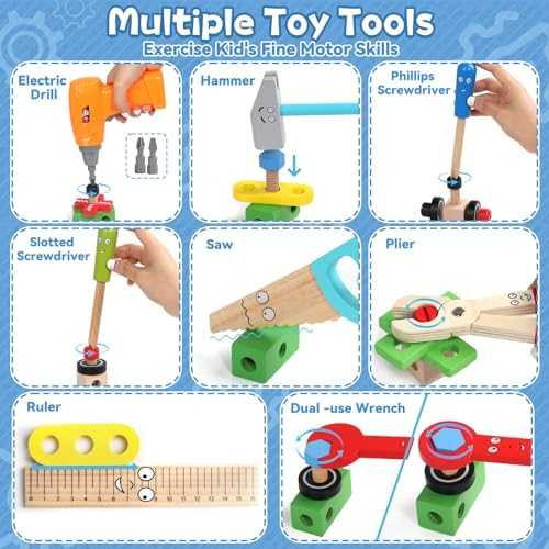 Wooden Kids Tool Set with Drill & Apron (44 pcs)