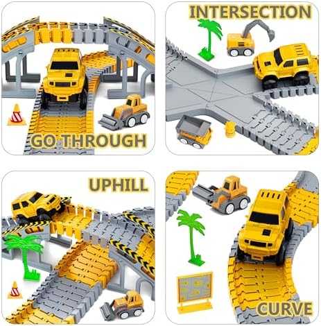Construction Race Track Play Set with Trucks (253 pcs)