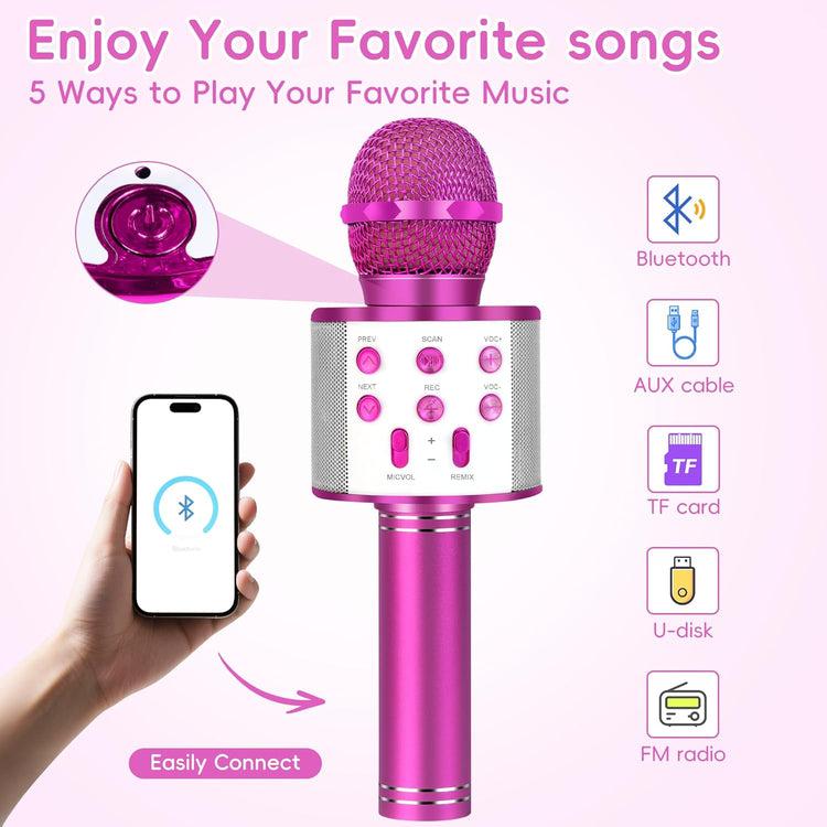 KIDWILL Wireless Bluetooth Karaoke Microphone for Kids