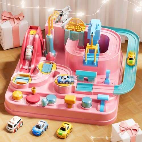 KIZONLY City Car Race Track Play Set with Vehicles