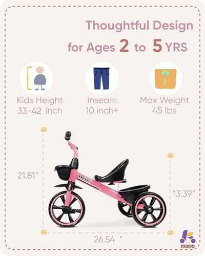 KRIDDO Toddler Tricycle (Pink)