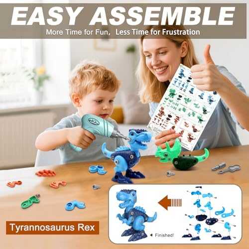 Laradola Take-Apart Dinosaur STEM Toy with Electric Drill