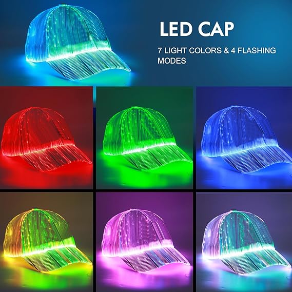 LED Cap Fiber Optic Hat EDM Baseball Caps Light Up