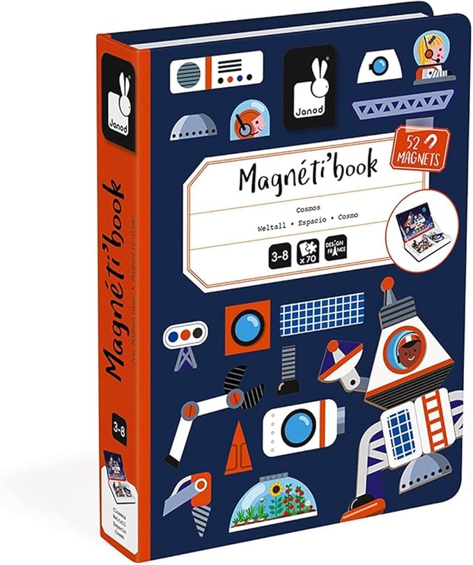 Janod Space Magneti'Book - 52 Magnets and 18 Cards for Kids