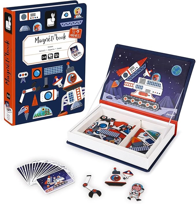 Janod Space Magneti'Book - 52 Magnets and 18 Cards for Kids