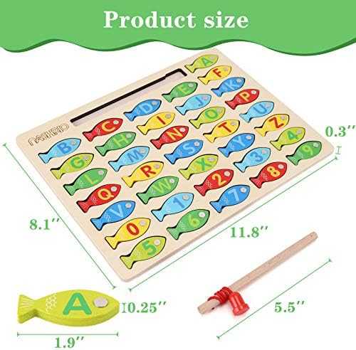Magnetic Wooden Fishing Game with Alphabet & Numbers
