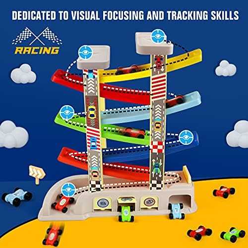 Montessori Car Ramp Racer Set with 6 Cars