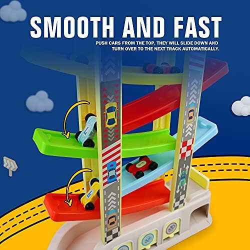 Montessori Car Ramp Racer Set with 6 Cars