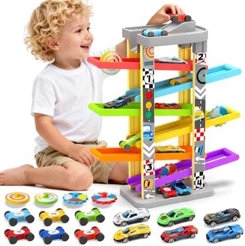 Montessori Car Ramp Racer Set with 6 Cars