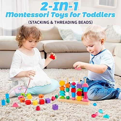 Montessori Wooden Beads Sequencing & Lacing Set