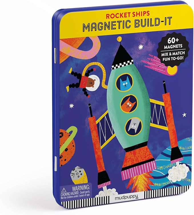 Mudpuppy Rocket Ships Magnetic Build-It Game