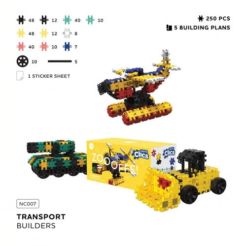 Nano Clics Transport 250pc Zooofff - Vehicle Build Fun