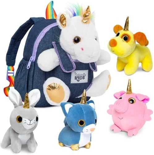 Naturally KIDS Toddler Unicorn Backpack with Plush Toy
