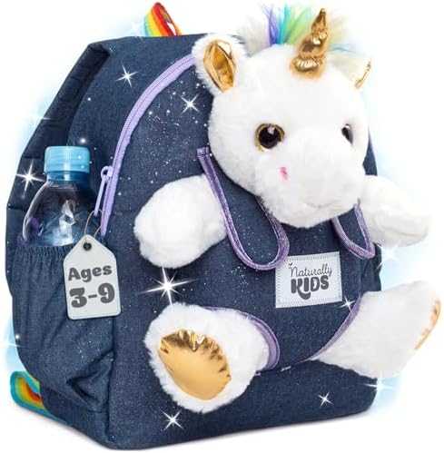 Naturally KIDS Toddler Unicorn Backpack with Plush Toy