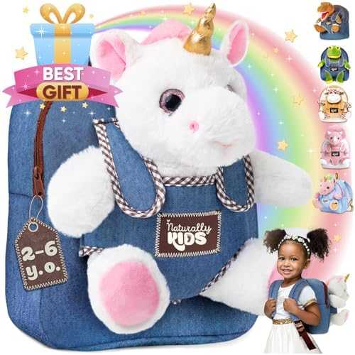 Naturally KIDS Toddler Unicorn Backpack with Plush Toy