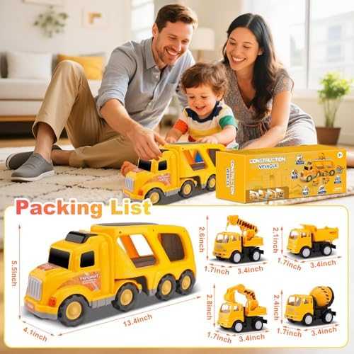 Nicmore 5-in-1 Construction Truck Carrier Toy