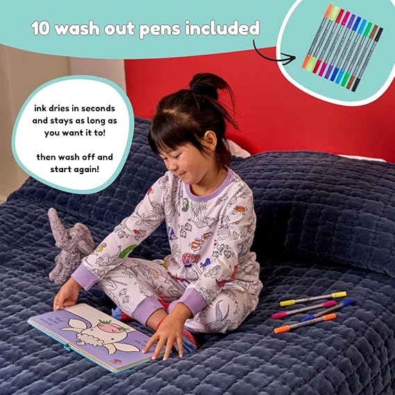 Color-In Mermaid Pajamas 4-7 years - Washable Pens - eatsleepdoodle