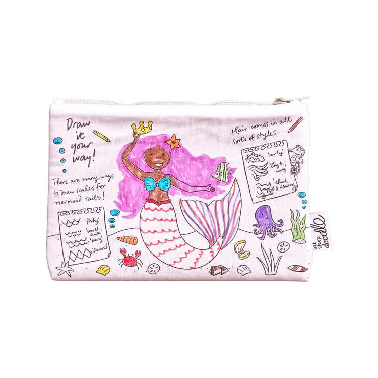 Color-In Mermaid Pencil Case - Dolphins & Shells - eatsleepdoodle