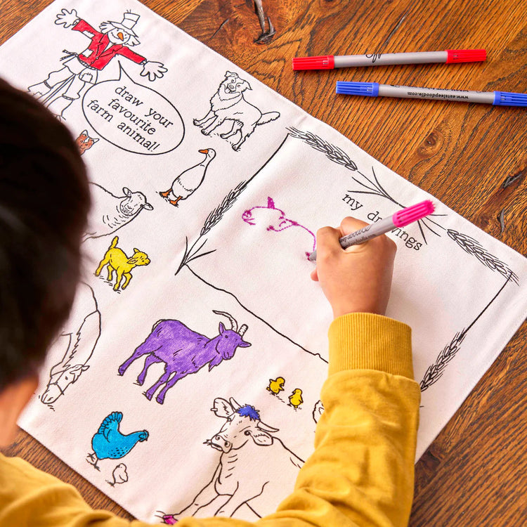 Color-In Farmyard Placemat to Go - 10 Pens - eatsleepdoodle