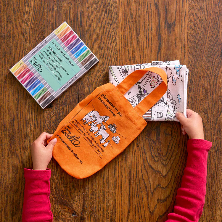 Color-In Farmyard Placemat to Go - 10 Pens - eatsleepdoodle
