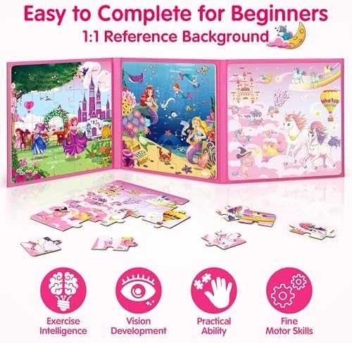 SYNARRY Unicorn Mermaid Princess Magnetic Puzzles