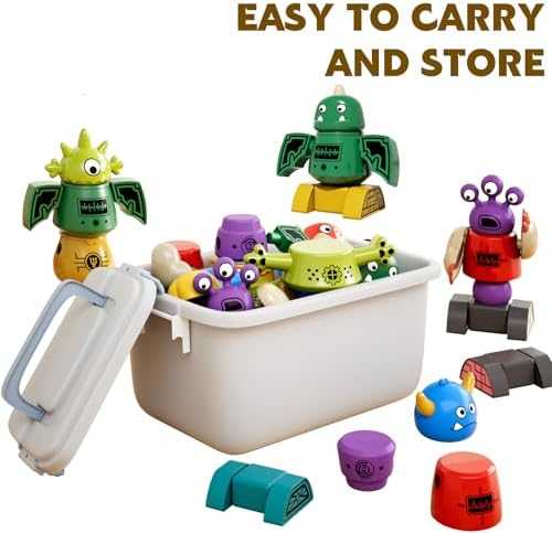 TEMI Magnetic Robot Stacking Toy Set with Storage Box