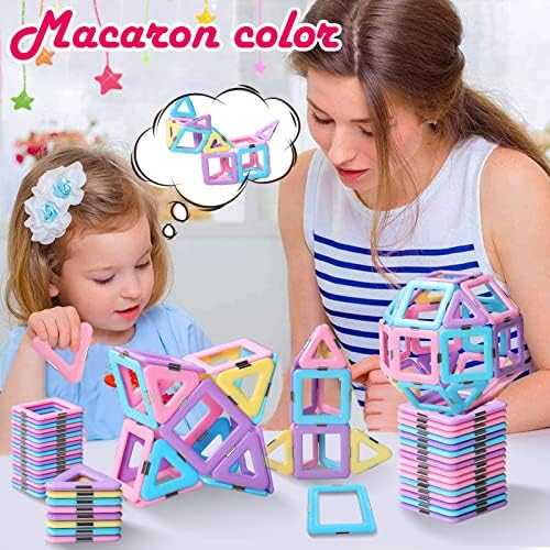 Tolnetr Magnetic Tiles Macaron Castle Building Set