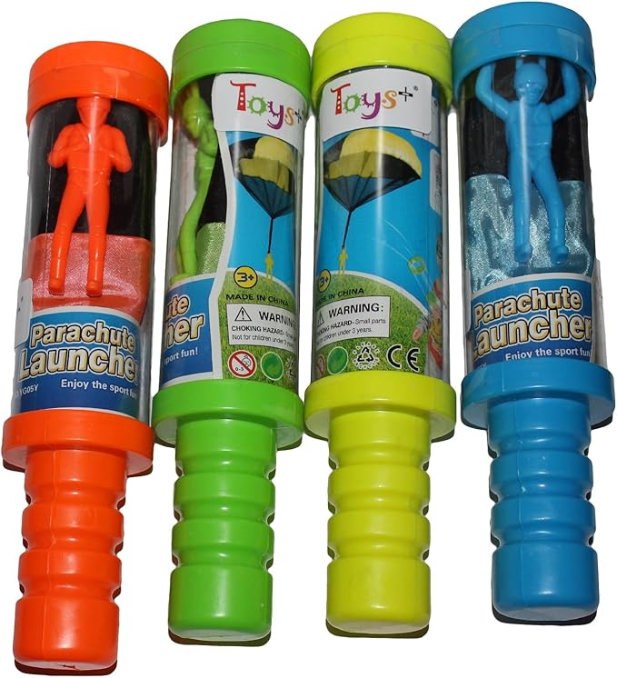 Toys+ Skydiver Parachute Man with Launcher Container Tangle Free