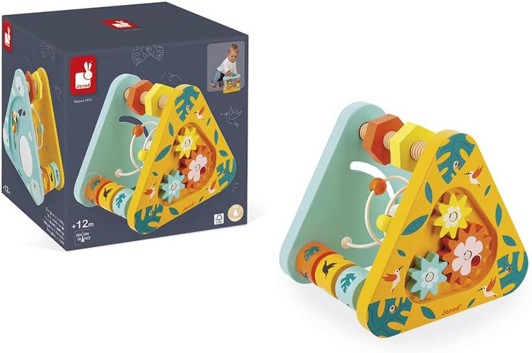 Janod Tropik Stackable Pyramid - 5 Cubes and Wooden Animals