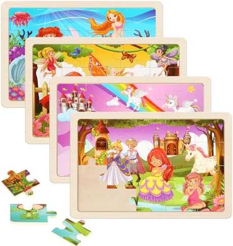 Wooden Dinosaur Jigsaw Puzzles Set (4 Packs)