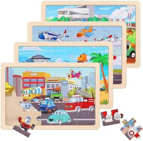 Wooden Dinosaur Jigsaw Puzzles Set (4 Packs)