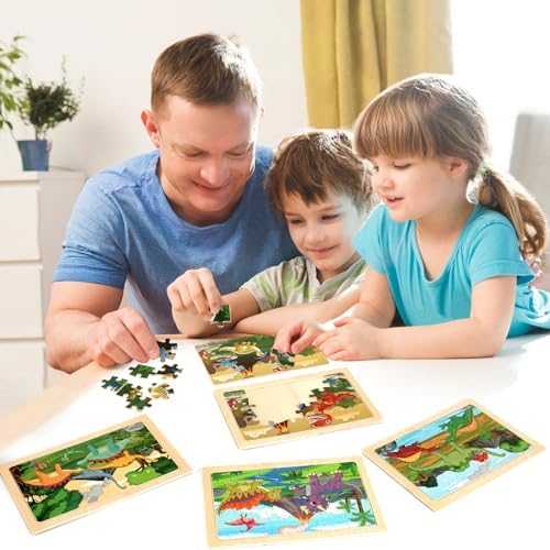 Wooden Dinosaur Jigsaw Puzzles Set (4 Packs)