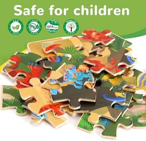 Wooden Dinosaur Jigsaw Puzzles Set (4 Packs)