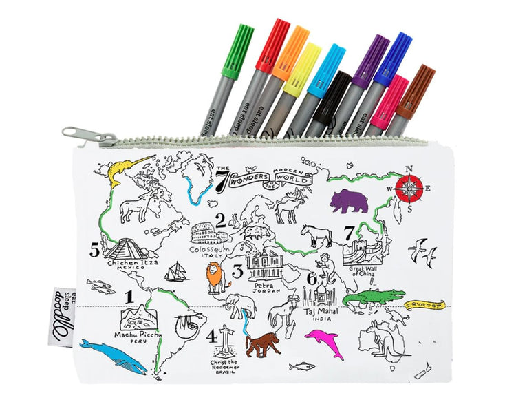 World Map Pencil Case - Doodle Your Own!