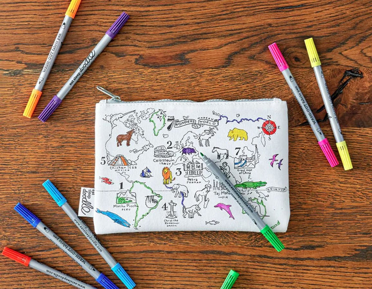 World Map Pencil Case - Doodle Your Own!