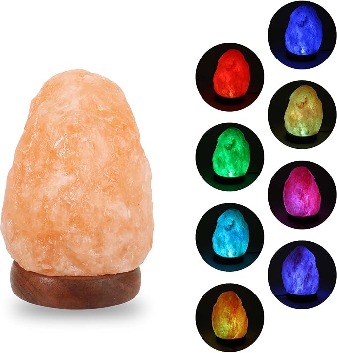 Wrcevtor Natural Salt Rock Night Lamp with 7 Colors Changing
