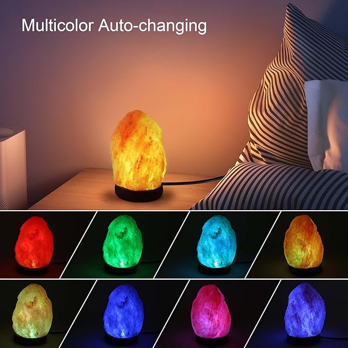 Wrcevtor Natural Salt Rock Night Lamp with 7 Colors Changing