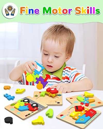 Yetonamr Wooden Vehicle Shape Puzzle Set (6 pcs)