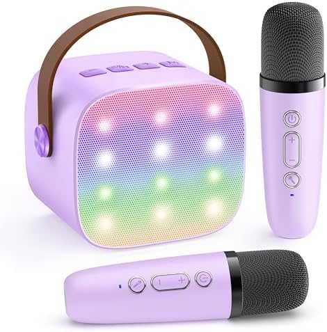 YLL Kids Karaoke Machine with 2 Wireless Microphones (Purple)