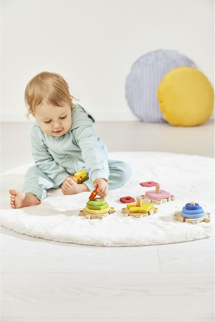 Janod Zigolos Stackable Turtle Puzzle - Fun Wooden Stacking Toy f