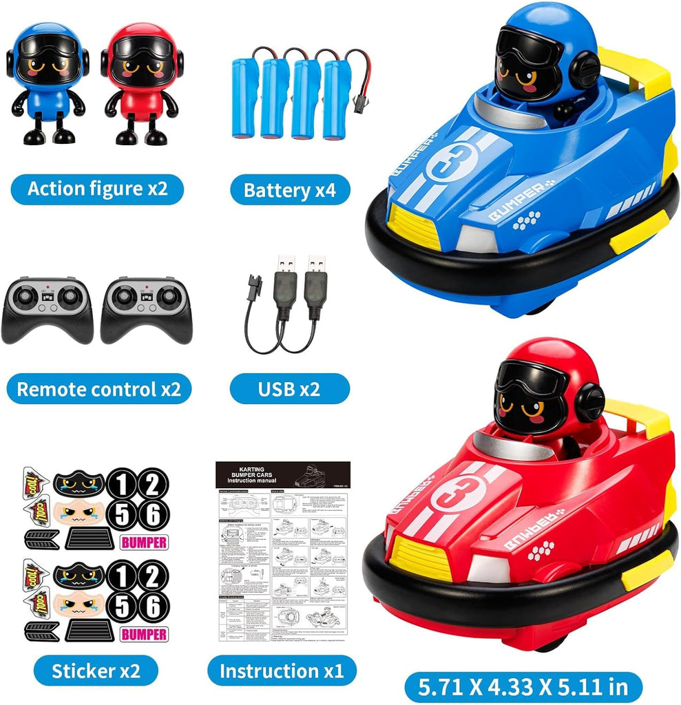 2 Pack Cute Cartoon Remote Control Bumper Car