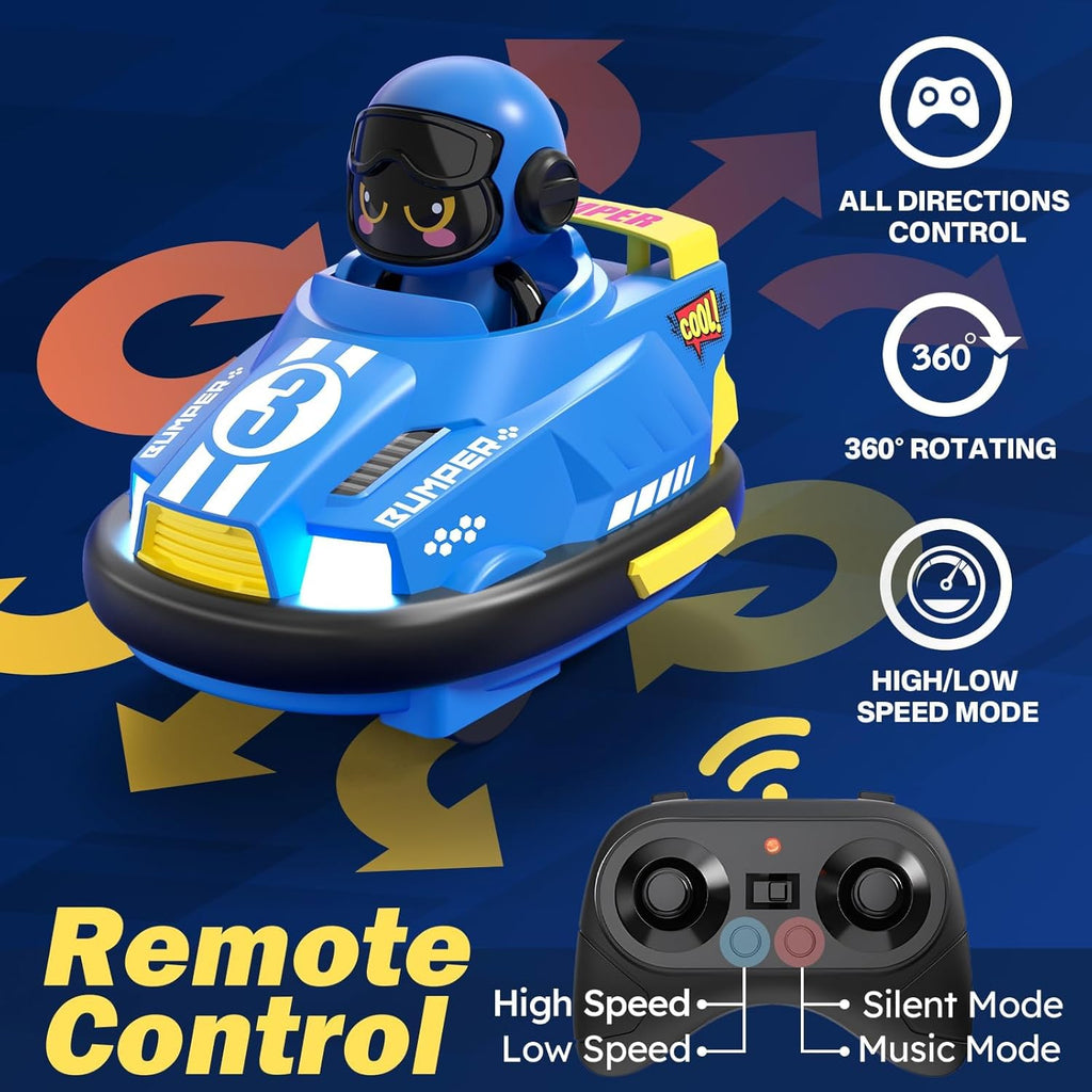 2 Pack Cute Cartoon Remote Control Bumper Car