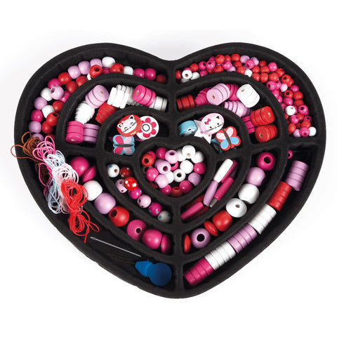Janod 250 Beads Cat - Wooden Jewelry Kit in Heart Tin Case